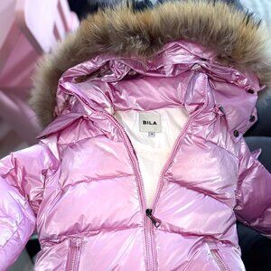 BILA Kids Puffer Snowsuit Set – Metallic Pink (Jacket + Pants) – Size 4